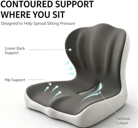 Orthopedic Seat Cushion with Back Support for Car Office Chair