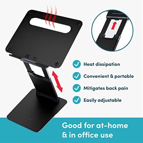 Lifelong Aluminum Adjustable Laptop Stand, Extra Tall 20" Riser, Black