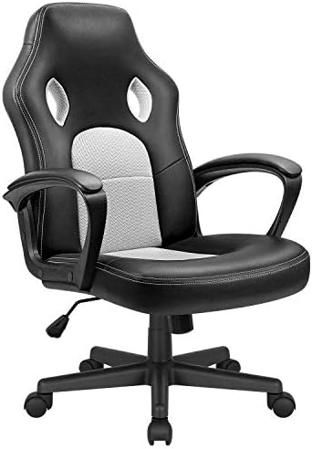 Office Gaming Chair Leather Computer Chairs High Back Ergonomic Adjustable Racing Game Desk Chair Executive Conference Chair (White)