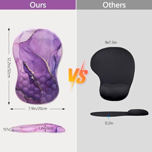 Ergonomic Mouse Pad Wrist Rest, 15° Memory Foam, Non-Slip PU Base