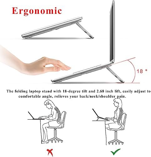 Laptop Stand Travel, Aluminum Portable Foldable Support Stand for 12-17" Laptops and Tablets (Silver)