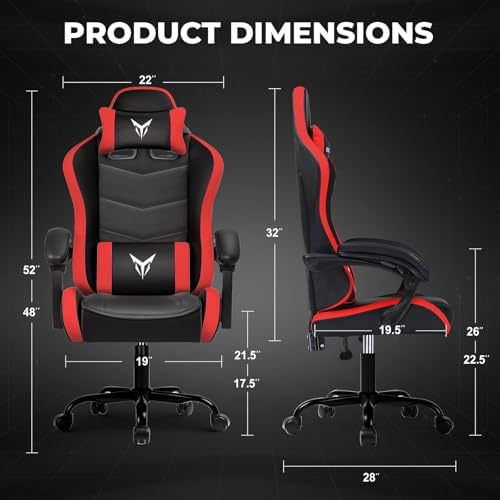 GTPLAYER Gaming Chair High Back Computer Chairs Rest for Adults, Ergonomic Height Adjustable Recliner Chair 300lbs with Linkage Armrest and Lumbar Support for Home Office, Red