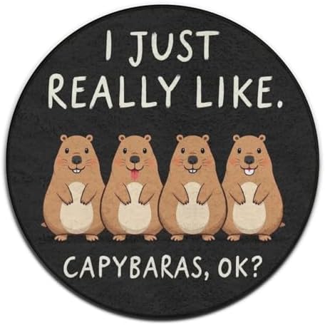Fashion Round Area Rug Large Non Slip Carpet, Capybara Unisex Home Decor Mat
