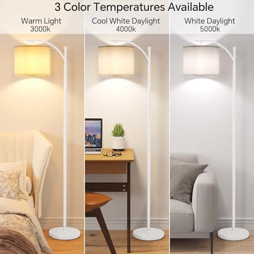 SUNMORY Arc Floor Lamp, Modern Floor Lamp with 9W 3 Color Temperatures Bulb