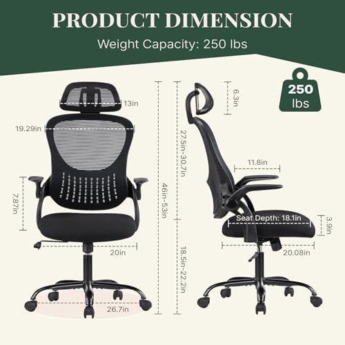 Computer Chair, Mesh Office Desk Chair with Lumbar Support