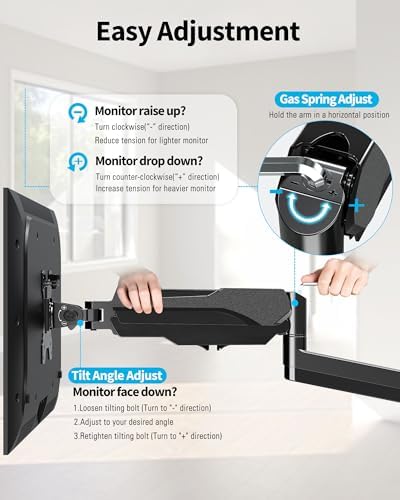MOUNTUP Monitor Wall Mount for 17-32 Inch Computer Screen, Wall Mounted Arm Support 4.4-17.6lbs Display, Computer Monitor Arm, VESA Bracket for VESA 75x75mm and 100x100mm, Black