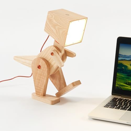 Novelty Cute Wood Dinosaur Table Lamp Reading Room, Ash Yellow