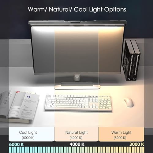 USB LED Lamp for Computer Monitor - Adjustable Brightness & Color Temperature, USB Powered, Matte Graffiti Finish, 40 cm, 5W, Eye-Care, Easy Installation, Perfect for Reading, Laptop, and Study