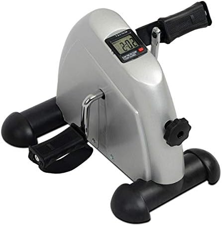 Under Desk Bike Pedal Exerciser for Legs and Arms, Portable Mini Exercise Peddler Adjustable Resistance Multifunctional LCD Display (Silver)
