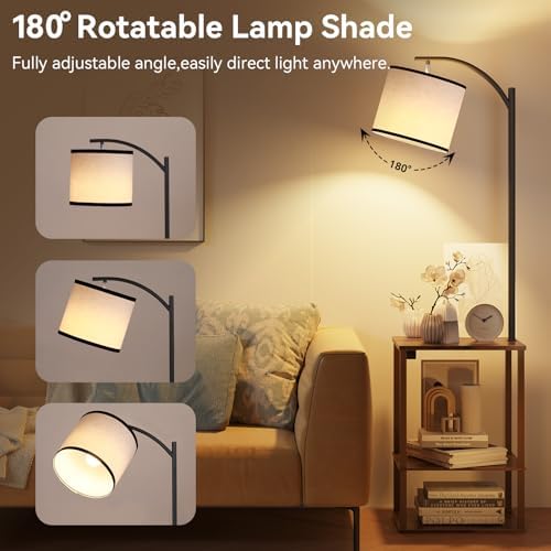 SUNMORY Floor Lamp with Table Shelves, End Side Table for Living Room