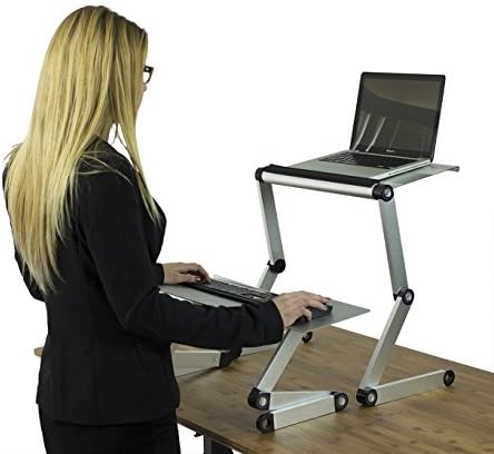 Uncaged Ergonomics Standing Desk Converter with 2 Fans & 3 USB (Silver)