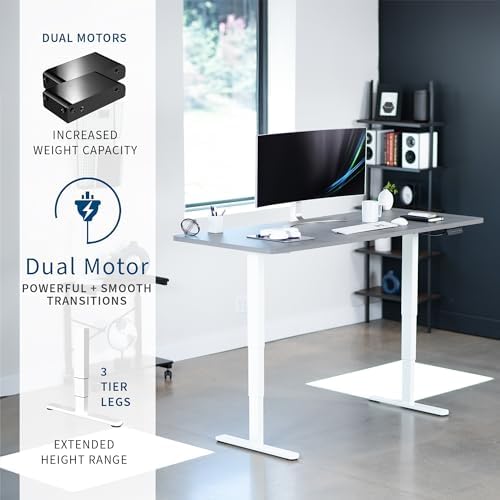 VIVO Dark Gray 71 x 30 in Standing Desk, DESK-KIT-2W7G