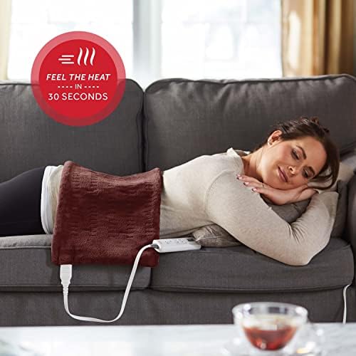 Sunbeam XL Back Neck and Shoulder Heat Therapy 12 x 24 with Auto Shut Off 6 Settings Machine-Washable Comfortable Microplush Fabric - Burgundy,(Pack of 6)