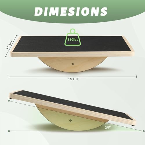 Professional Wooden Balance Board for Adults-Anti-Slip 350LBS Wobble Board for Physical Therapy Standing Desk Core Strength-Rocker Board Balancing Board