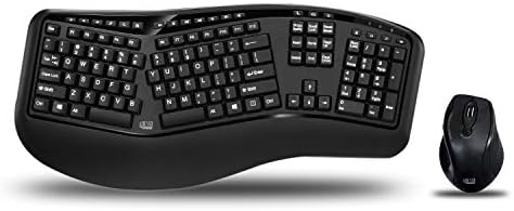 Adesso WKB-1500GB Wireless Ergonomic Keyboard and Laser Mouse, Black