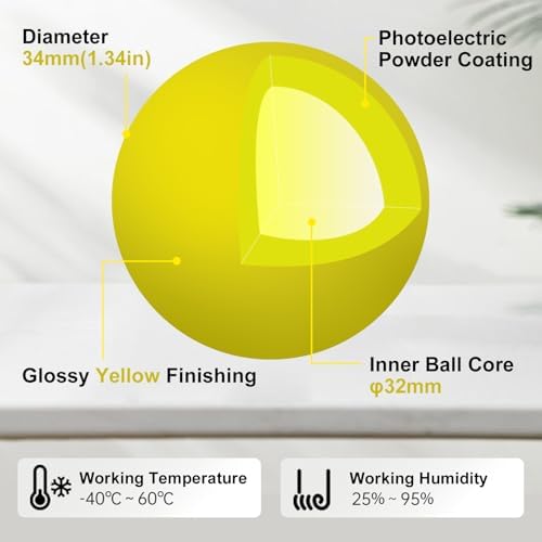 SANWA 34mm/1.34in Trackball, Replacement Ball for Logitech m575, m570, MX Ergo, Perixx, Kensington, Elecom, and Other Compatible Trackball Mouse, Glossy Yellow