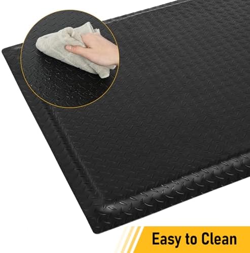 Nisorpa Anti Fatigue Mats Industrial 2' x 6' Ergonomic Standing Mat 15/16" Extra Thick Heavy Duty Commercial Diamond Plate Support Shop Floor Mat for Leg & Back Pain, Black