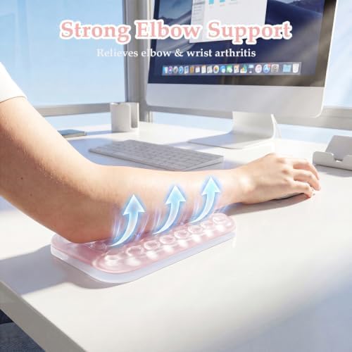 Ospelelf Gel Elbow Rest Pad for Desk, Arm Wrist Rest Pad Support for Keyboard and Mouse, Ergonomic Computer Wrist Support for Typing Pain Relief, Pink