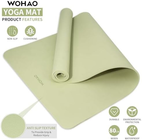 Extra Wide & Thick 8mm Yoga Mat, 72"x31.5"