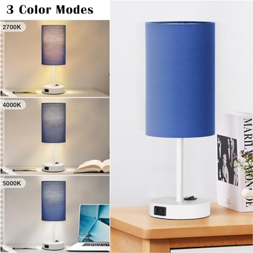 ZJOJO Blue Table Lamp Set of 2, 13.8" Small Lamp for Bedroom Nightstand