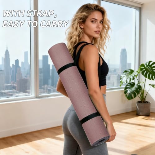 ILILI 10mm Extra Thick, TPE Yoga Mat, 76×28 Inch Extra Long, Carrying Strap