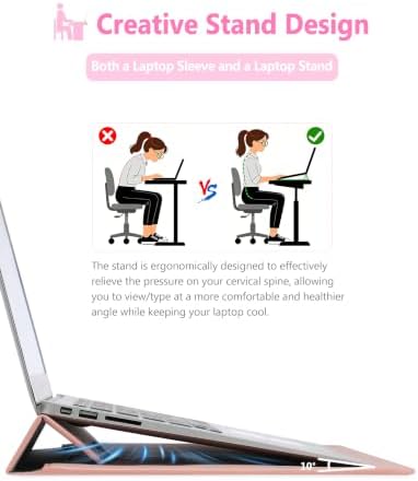 HYZUO 13.3-14 Inch Laptop Case Sleeve with Stand for MacBook,Pink