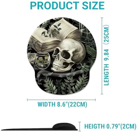 Hancynir Goth Skull Plant Ergonomic Mouse Pad with Wrist Support Desk Decor
