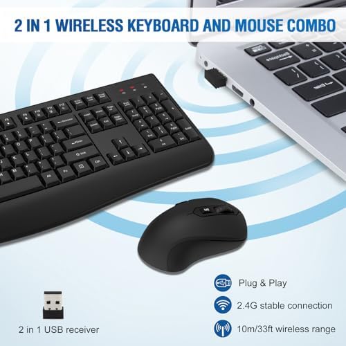 QUASIO Wireless Keyboard Mouse Combo, Windows & Mac Compatible (8 Pack)