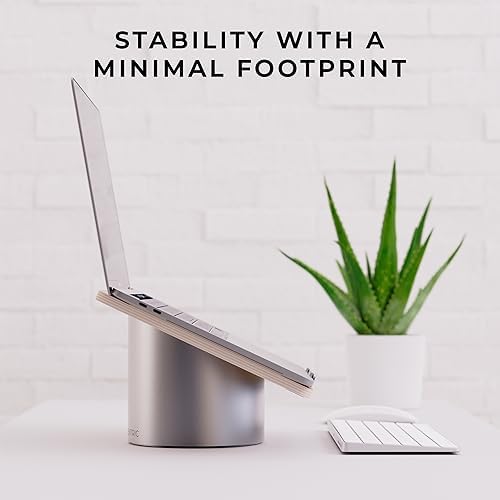 HumanCentric Laptop Riser for Desk, Black Walnut Wood Top & Space Gray Base