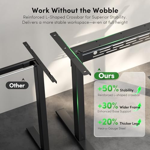 FEZIBO Electric Standing Desk with L-Shaped Crossbar & Cable Management System, 40 x 24 Inches Sit Stand up Desk, Adjustable Height Standing Desk for Home Office, Black Walnut