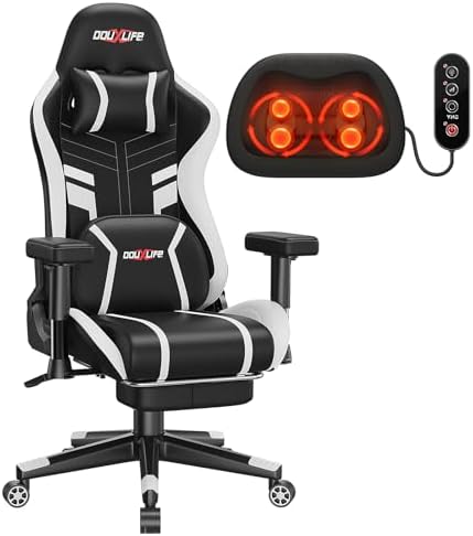 Douxlife 3D Massage Gaming Chair with Footrest, Ergonomic PC Desk Chair