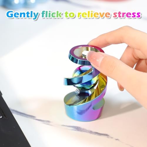 Kinetic Spinning Desk Toy, ADHD Stress Fidget Desktop Decor Rainbow