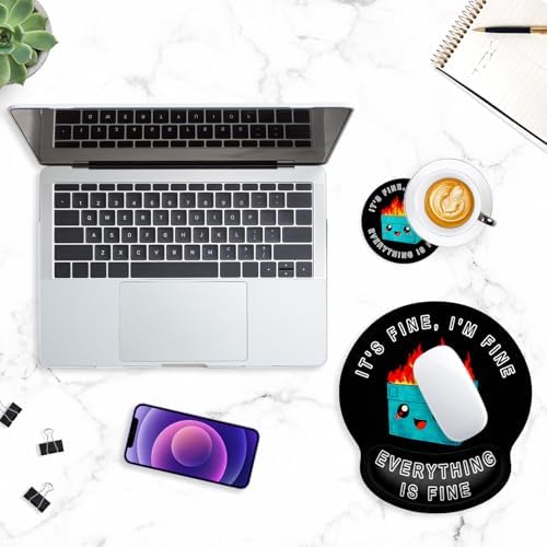 ITNRSIIET Ergonomic Mouse Pad with Wrist Support Wrist Rest Smooth Surface Non-Slip Rubber Base Comfortable Office Supplies Pain Relief, 9.8 x 9.1 inches, Cute Dumpster