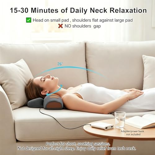 3-in-1 Neck Massager Pillow with Heat and Airbag Traction - Premium Memory Foam Neck Stretcher for Deep Tissue Muscle Relaxation, Cervical Posture Support & Shoulder Tension Relief (Gray)