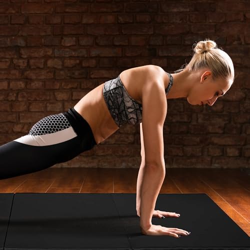 BalanceFrom 6x2 Feet 3-Panel Folding Gymnastics Mat – 2-Inch Thick Pad with Vinyl Surface and Carrying Handles for Tumbling, Yoga, Pilates, Home Workouts, and Martial Arts