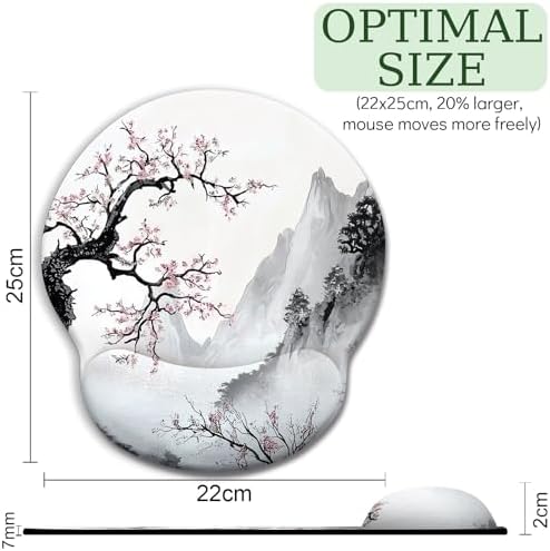 LIMKRIAN Japanese Ergonomic Mouse Pad with Gel Wrist Rest, 9.8 x 8.6 in