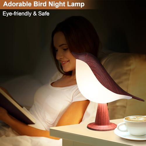 VoMii Bird Desk Lamp, Small Table Lamp Cordless Touch Dimmable Night Light with 3 Color Temperature, Rechargeable Decorative Lamps for Bedroom Bedside Nightstand, Desk Decor, Bird Gifts