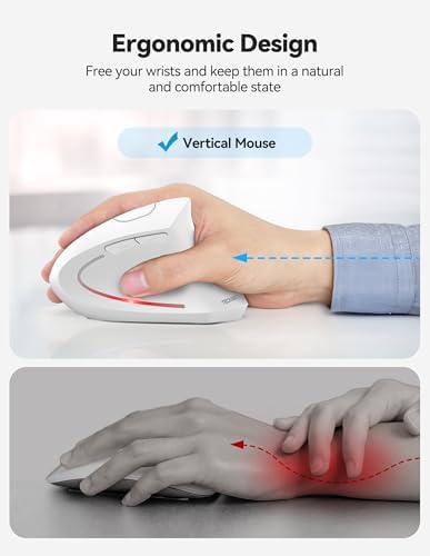 TECKNET Ergonomic Mouse Wireless, Rechargeable Vertical Mice Right Hand