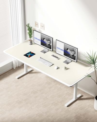 YSAGi Leather Desk Protector, Office Mat, Large Mouse Mat, Non-Slip PU Leather Blotter, Laptop Desk Mat, Waterproof Writing Pad for Office and Home(Cream, 63" x 24")
