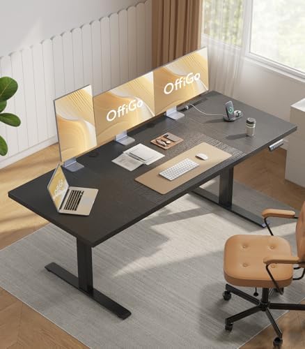 OffiGo 79 Inch Executive Electric Standing Desk Height Adjustable, Black