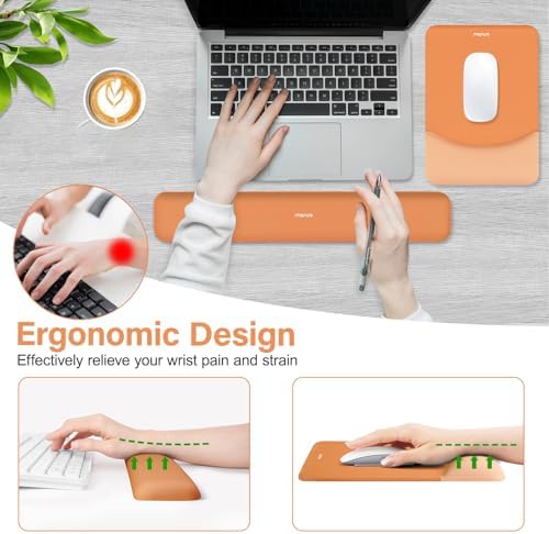 MOSISO Wrist Rest Support Mouse Pad & Keyboard Set, Cosmic Orange