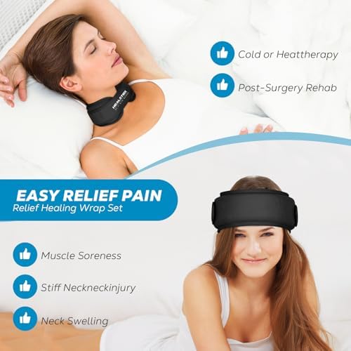 Neck Ice Pack Wrap, Reusable Cold/Hot Gel for Neck Pain, Blackx2