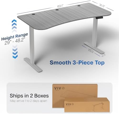 VIVO Dark Gray 63 x 32 in Standing Desk, DESK-KIT-1G1G