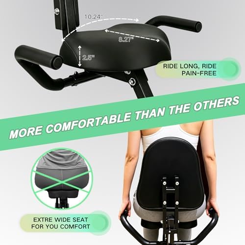BARWING Stationary Exercise Bike for Home Workout, 5 IN 1 Foldable Indoor Cycling Bike for Seniors, 350LB Capacity, 16-Level Magnetic Resistance, Seat Backrest Adjustments