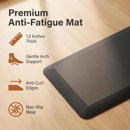Extra Thick Kitchen Mat (20"x32"x1.2") - 1.4" Arch Support Anti Fatigue Standing Mat, Anti-Curl Edges Premium PU Foam Comfort Mat for Standing Desk, Kitchen Floor Mat, Home & Workshop