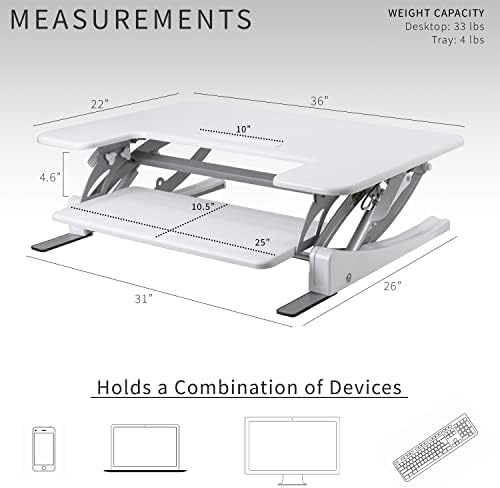VIVO White 36 in Standing Desk Converter, DESK-V000VW