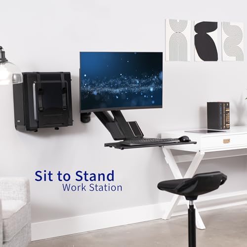 VIVO Monitor & Keyboard Counterbalance Sit-Stand Wall Mount, STAND-SIT1WD