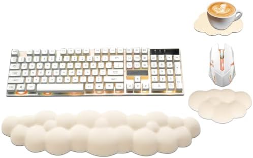 Cloud Wrist Rest Keyboard, Ergonomic Keyboard Wrist Rest Pad Set, Beige