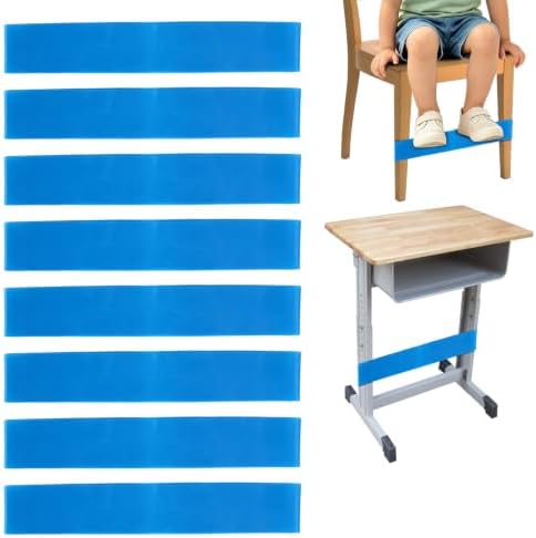 Chair Bands for Kids with Fidgety Feet, 8 Pack Desk Fidget Bands for Classroom, ADHD Tools for Kids Teacher Kindergarten Special Education Classroom Home Sensory ADHD ADD Autism Needs (Blue)