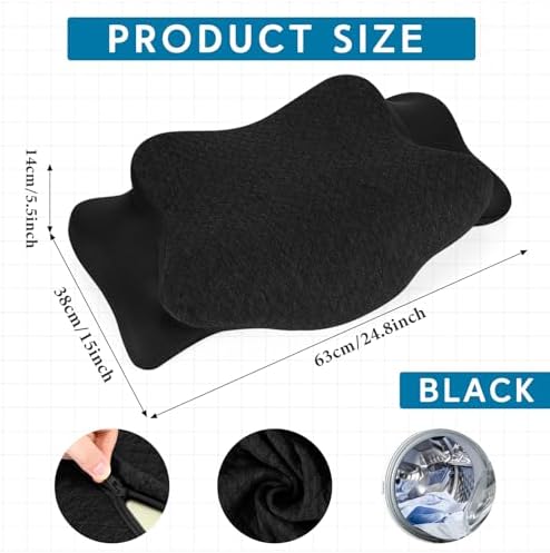 HunnmingRe Pillow Case for Cervical Neck, Black, Queen Size